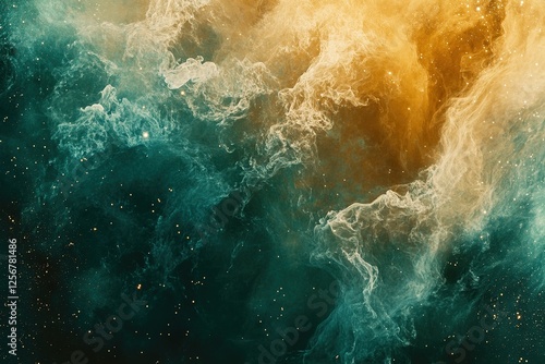 Celestial Canvas: Swirls of cosmic dust paint a vivid space scene with vibrant nebula