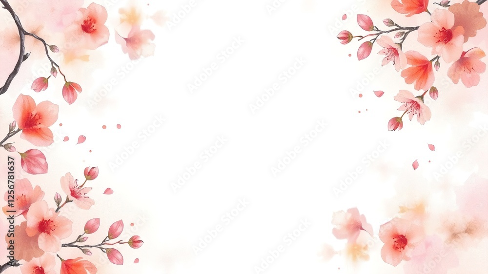 Beautiful Floral Frame with Cherry Blossom and Soft Pink Background Beautiful Floral Frame with Cherry Blossom and Soft Pink Background