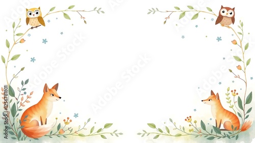 Cute Woodland Animals with Floral Elements for Children’s Designs