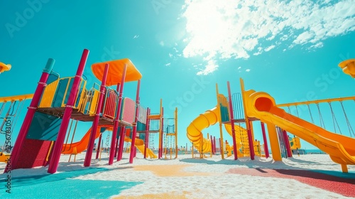 Wallpaper Mural Colorful Playground Equipment Under Bright Sunny Sky and Clouds Torontodigital.ca