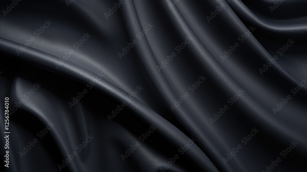 Fototapeta premium Elegant draped obsidian leatherette texture with subtle folds and light