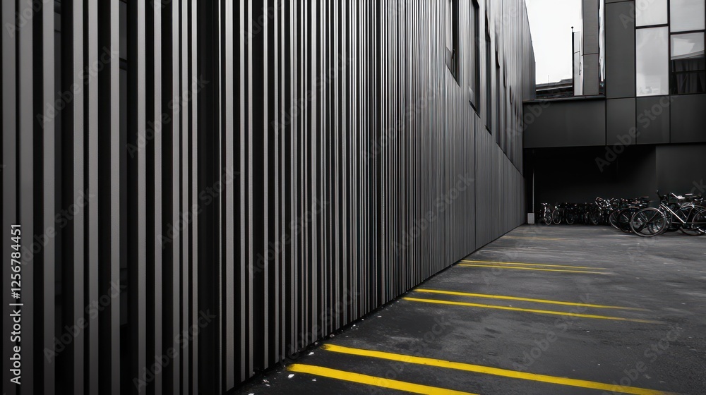 Fototapeta premium Monochromatic Alleyway: A Study in Lines and Shadows