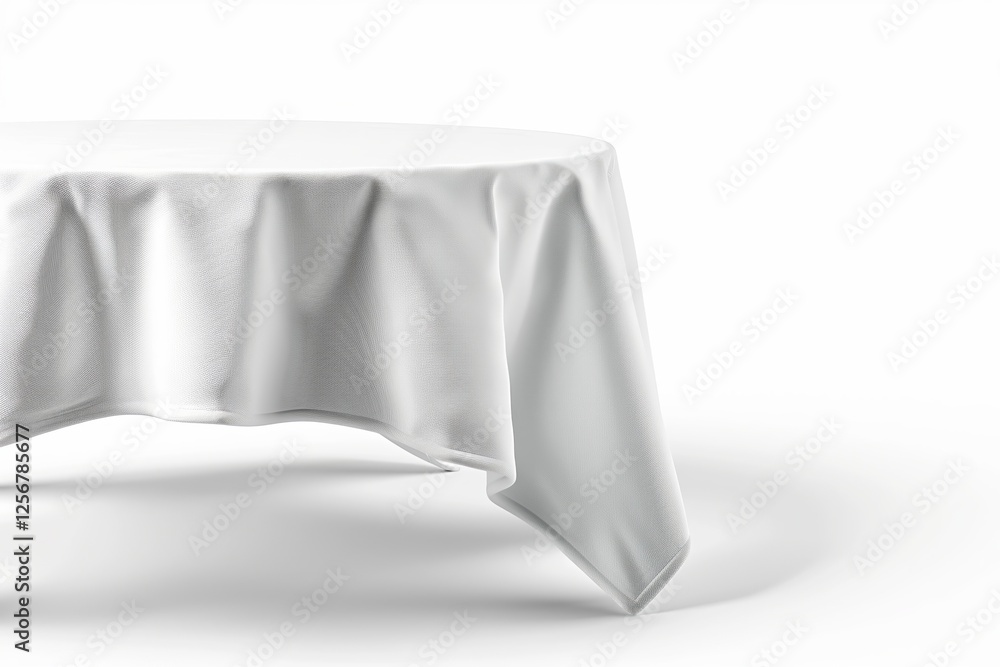 Table with white tablecloth on white background Table with white tablecloth on white background