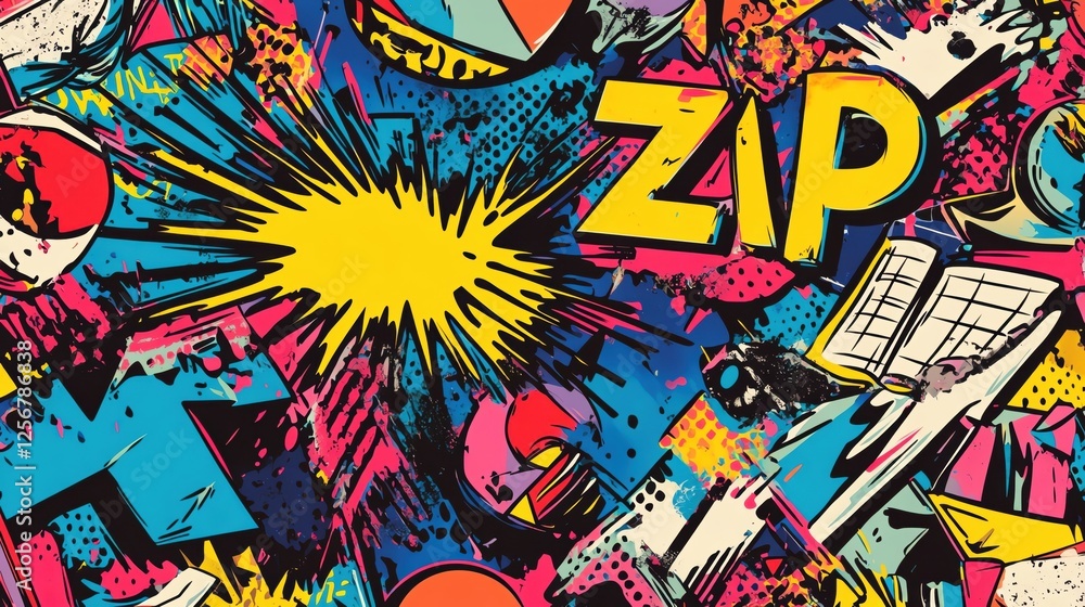 Fototapeta premium Colorful comic book style pattern