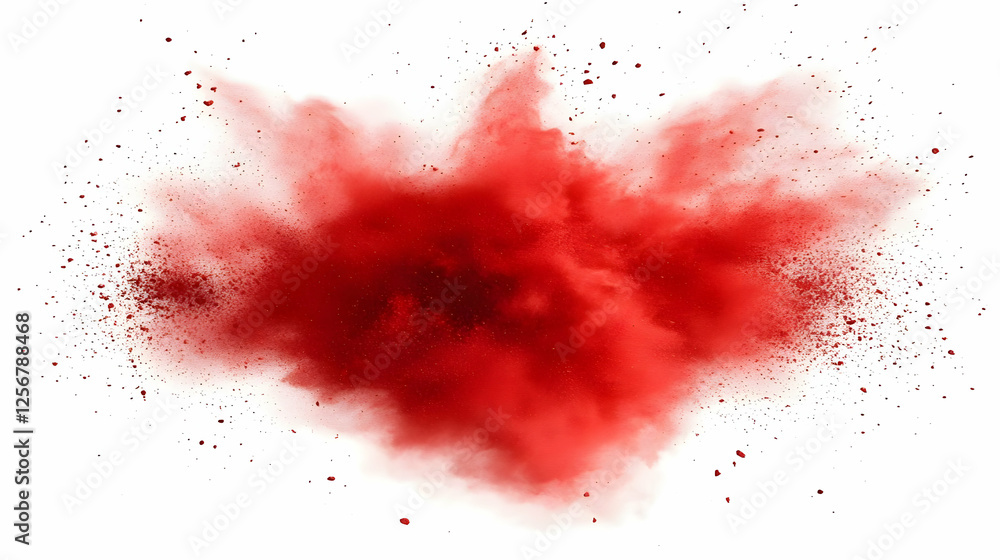 Red powder explosion, white background Red powder explosion, white background