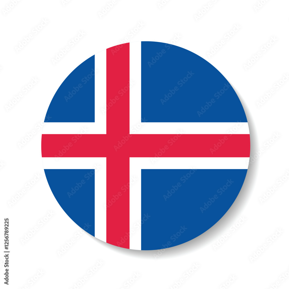 Iceland circle flag logo icon digital vector illustration