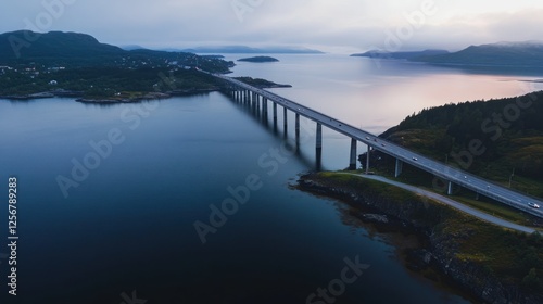 Wallpaper Mural Serene Twilight Bridge over Fjord in Norway Torontodigital.ca