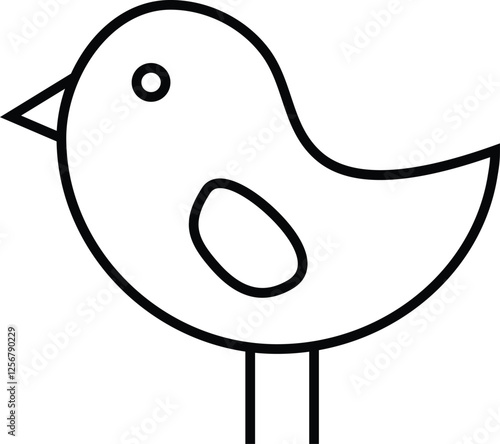 Bird Icon with Transparent Background. – Line icon of a bird representing avian species, nature, and wildlife with transparent background.
