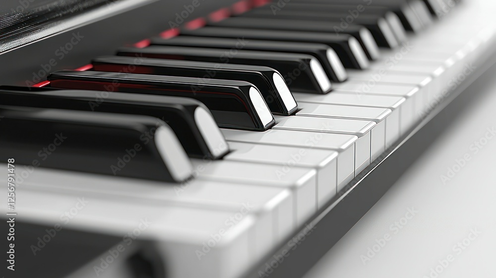 Close-up of digital piano keys on white background Close-up of digital piano keys on white background