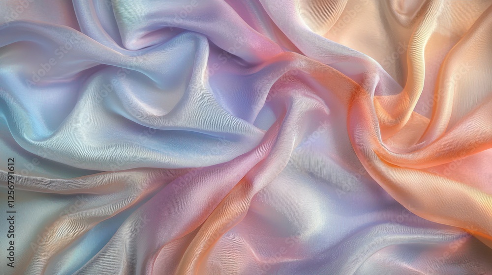 Obraz premium Translucent Pastel Fabric Draped with Soft Flowing Texture