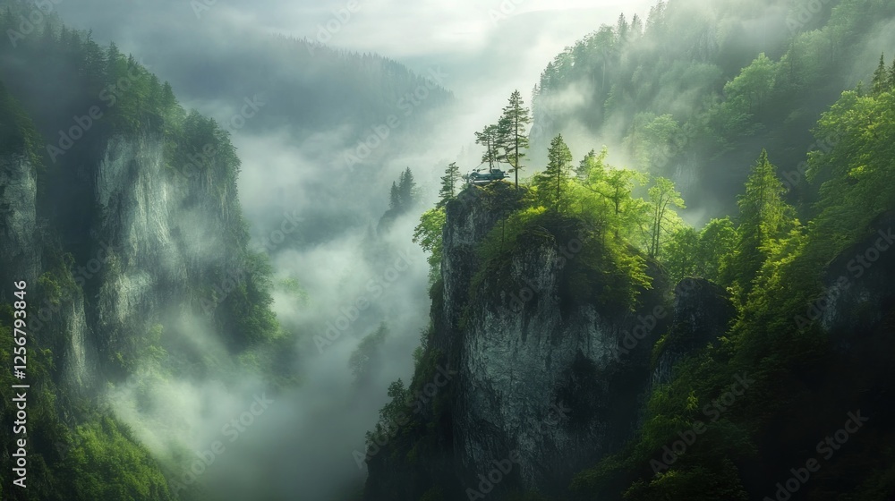 Mountaintop Solitude Misty Valley Dawn Mountaintop Solitude Misty Valley Dawn
