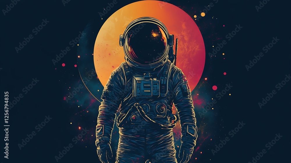 Obraz premium Astronaut in Space, Cosmic Landscape, Abstract Art, Inspiring Image