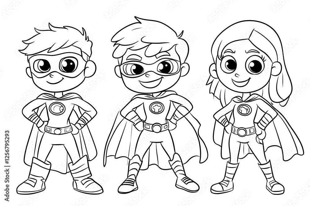 Generate an colouring page with a group of 4 superheros for kids in the age range of 3 to 8 years The Colouring pages are meant for the World Pharmacy Month wh Generate an colouring page with a group of 4 superheros for kids in the age range of 3 to 8 years The Colouring pages are meant for the World Pharmacy Month wh