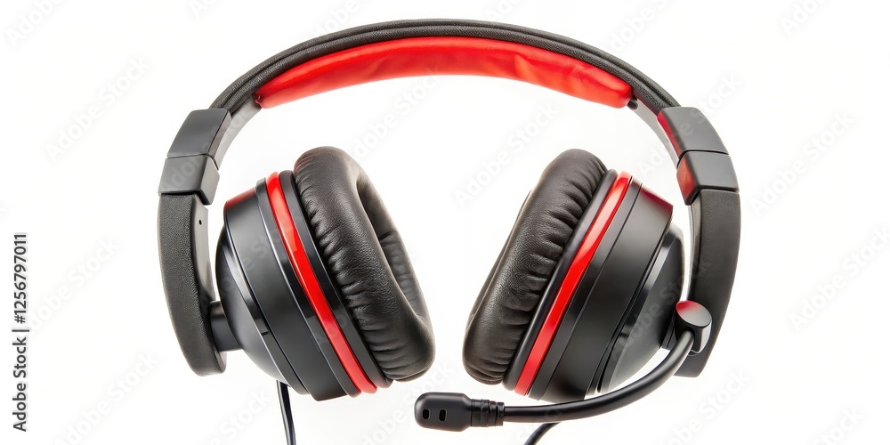 Red and Black Gaming Headset on White Background Red and Black Gaming Headset on White Background