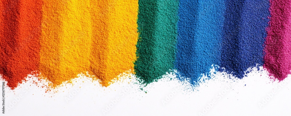 Obraz premium Colorful powder forming a beautiful rainbow on white background