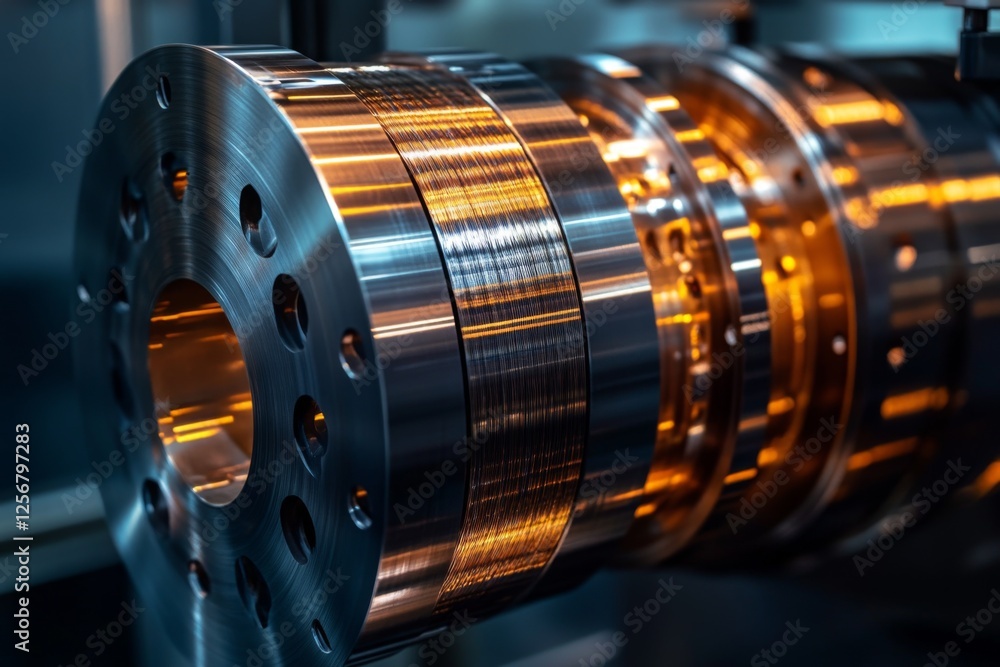 Close-up of a high-tech metallic turbine with intricate details Close-up of a high-tech metallic turbine with intricate details