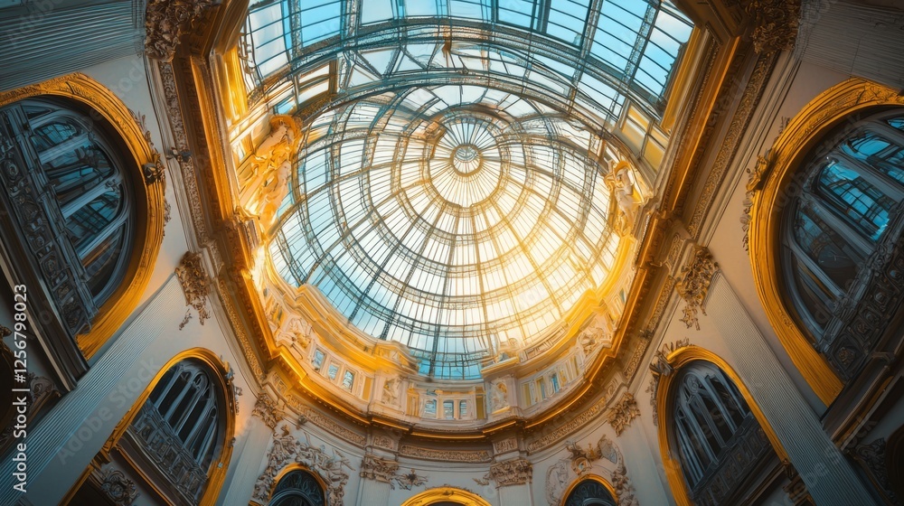 Obraz premium Stunning Skylight Architecture in Historic Building Interior