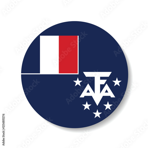 French Southern and Antarctic Territory circle flag logo icon digital vector illustration photo