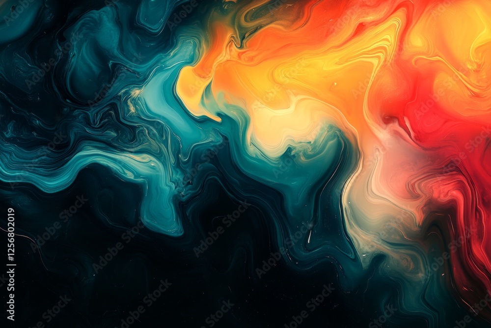 Abstract colorful fluid painting with bold swirling patterns and textures Abstract colorful fluid painting with bold swirling patterns and textures