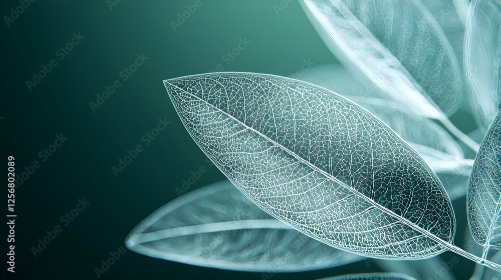 Obraz premium Minimalistic High Quality Art of Leaves on Dark Green Background