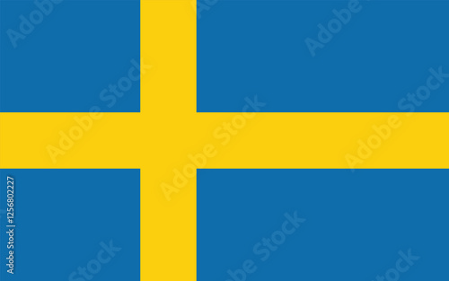 Sweden flag official colors and proportion digital vector illustration. 