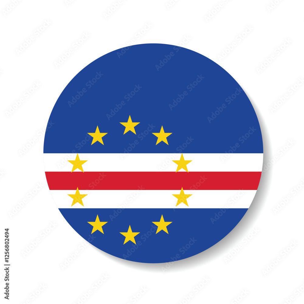 Cape Verde circle flag logo icon digital vector illustration Cape Verde circle flag logo icon digital vector illustration