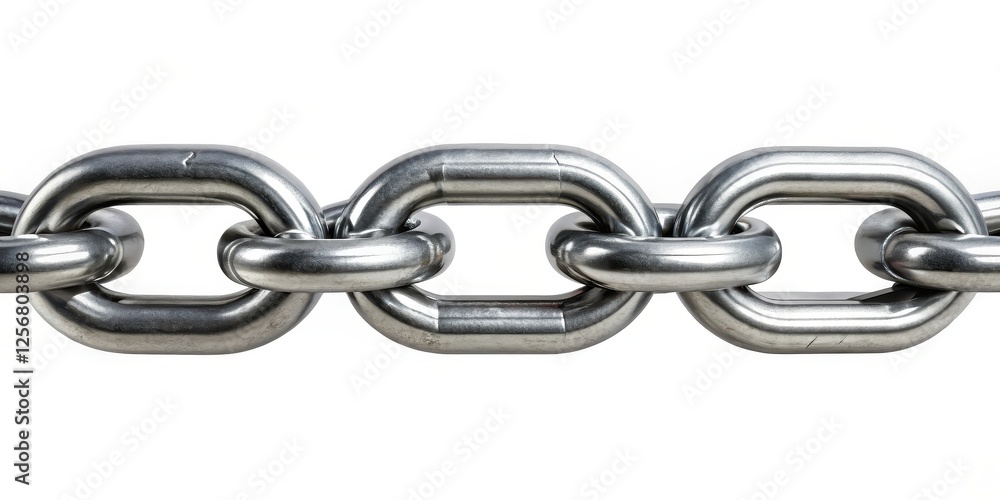 Fototapeta premium Metallic Chain Links on White Background