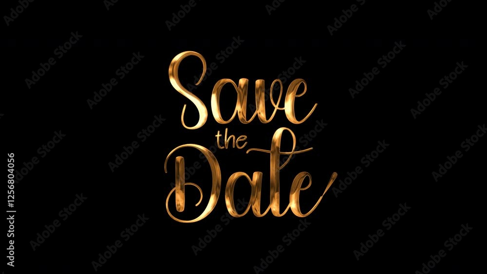 Animated save the date lettering with gold dots. Perfect for elegant wedding invitations or event announcements with a touch of luxury. Animated save the date lettering with gold dots. Perfect for elegant wedding invitations or event announcements with a touch of luxury.