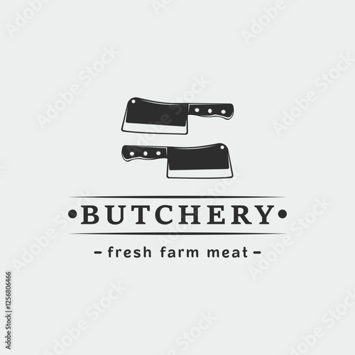 butchery logo vintage vector illustration icon template graphic design