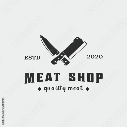 butchery shop logo vintage vector illustration icon template graphic design