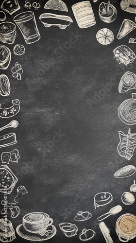 Fun hand-drawn chalkboard border, ideal for creating friendly, inviting designs for cafes, restaurants, or educational content. 