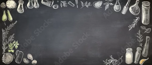 Panel kuchenny z motywem Fun hand-drawn chalkboard border, ideal for creating friendly, inviting designs for cafes, restaurants, or educational content. 