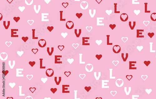 Valentine pattern seamless fabric Valentine day. LOVE font art design on pink background. Designed for background ,wallpaper ,valentine pattern ,wrapping paper ,sweetheart ,fabric ,anniversary ,couple