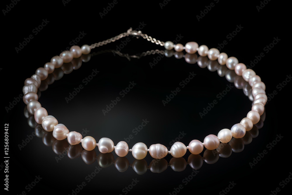 pearl necklace on black background