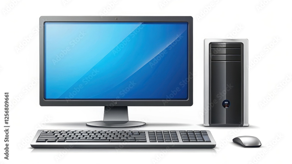 Desktop Computer System on White Background Desktop Computer System on White Background