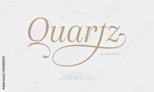 Quartz typography beauty fashion elegant minimalist serif italic fonts decorative wedding vintage retro logos. Minimal luxury font alphabet logo. Vector illustration
