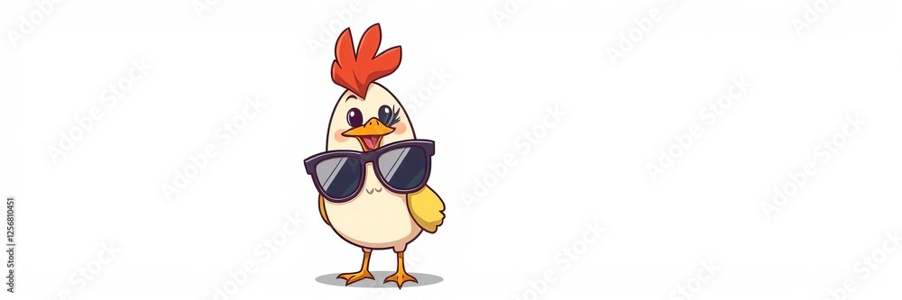 Cool and stylish hen with sunglasses illustration, perfect for summer designs and products, bird, cartoon, sunglasses Cool and stylish hen with sunglasses illustration, perfect for summer designs and products, bird, cartoon, sunglasses