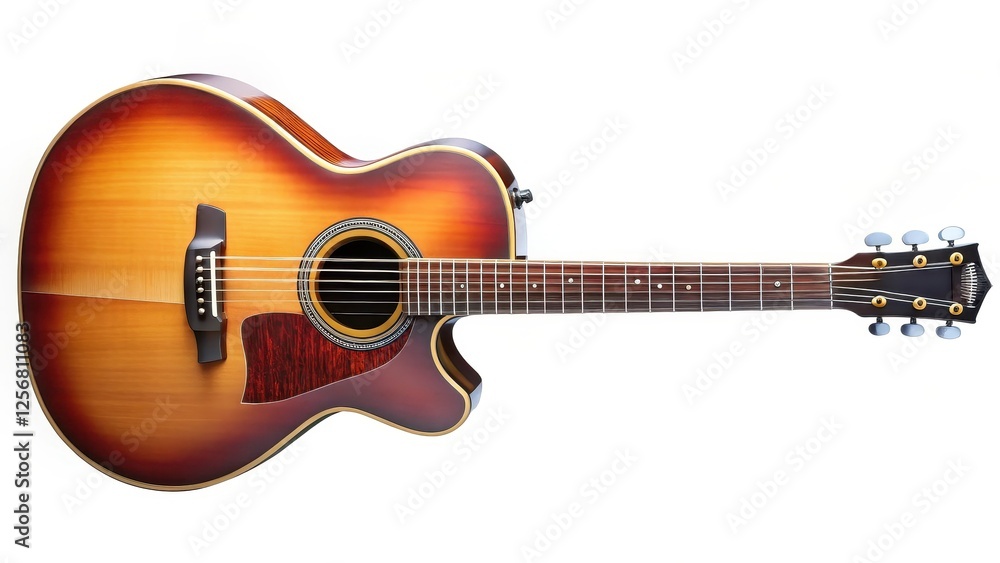 Fototapeta premium Acoustic Guitar on White Background