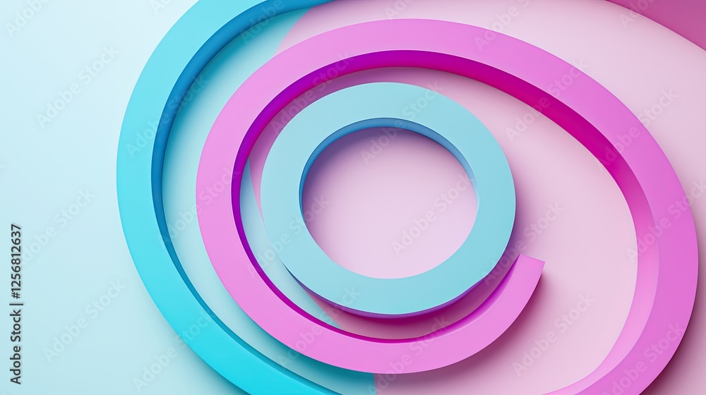 Abstract spirals in blue and pink colors creating a modern design with a soft gradient background Abstract spirals in blue and pink colors creating a modern design with a soft gradient background