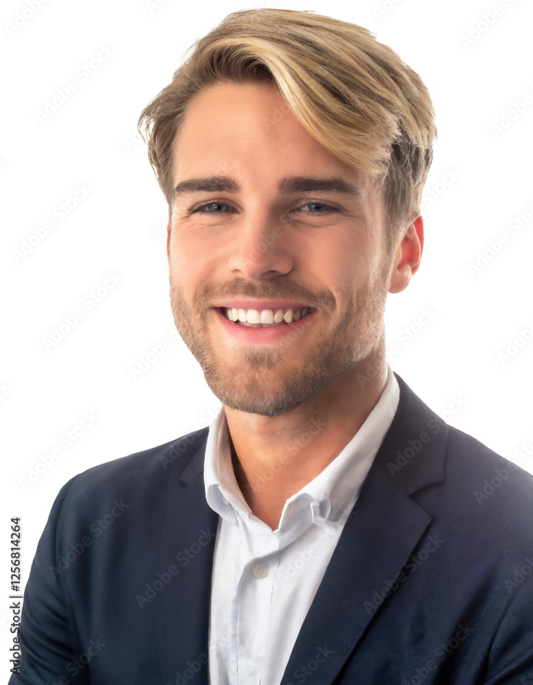 Portrait of only one Man. White Background. Portrait of only one Man. White Background.