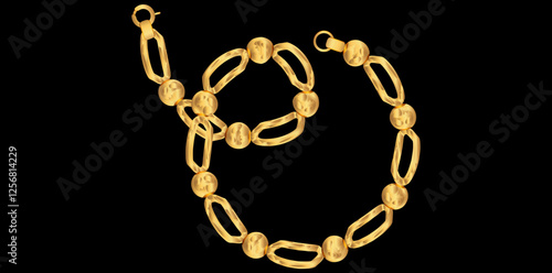 Stunning Gold Chain Bracelet Vector Illustration.	