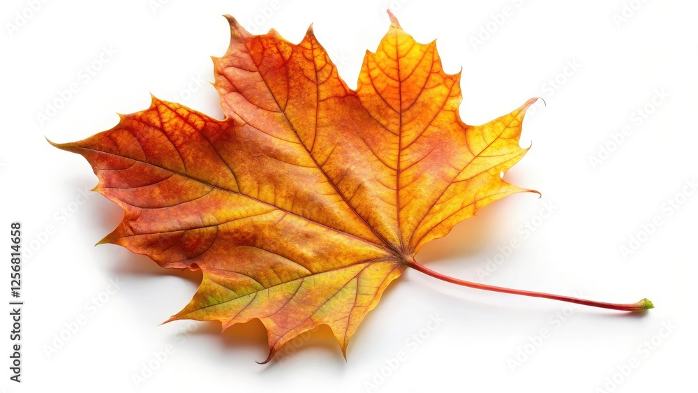Single Autumn Maple Leaf on White Background Single Autumn Maple Leaf on White Background