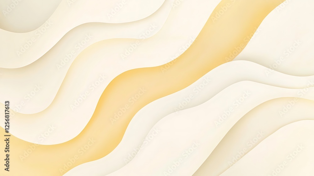 Abstract Cream and Yellow Wave Pattern Design