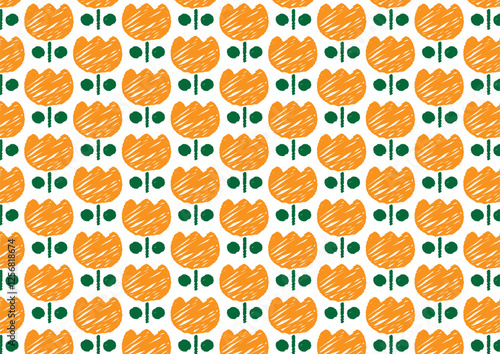 らくがきレトロチューリップ　背景イラスト