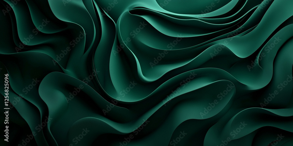 Obraz premium dark green wave pattern background