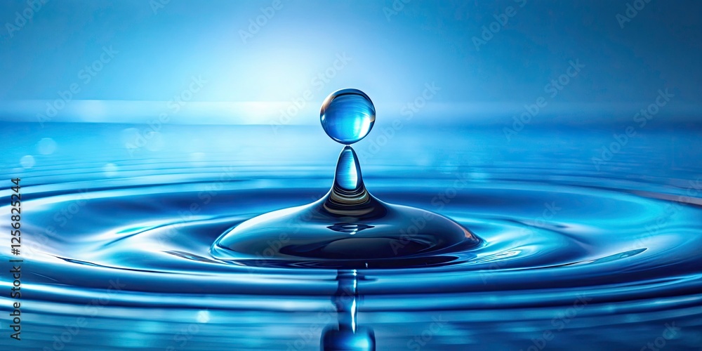 Minimalist Water Drop on Blue Background with Fine Noise Effect for Tranquil and Calming Aesthetic - Perfect for Backgrounds and Abstract Design Minimalist Water Drop on Blue Background with Fine Noise Effect for Tranquil and Calming Aesthetic - Perfect for Backgrounds and Abstract Design