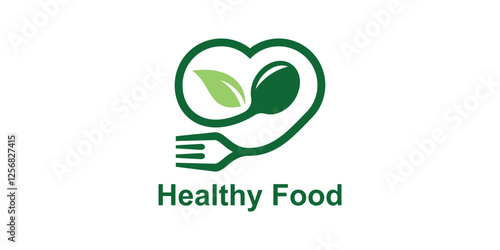 logo design combination of love and spoon fork, logo for healthy food, eco, herbal, nature, symbol, icon, idea, creative.
