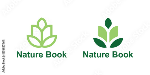 logo design combination of books and leaves, logo for plant education, eco, nature, symbol, icon, idea, creative.