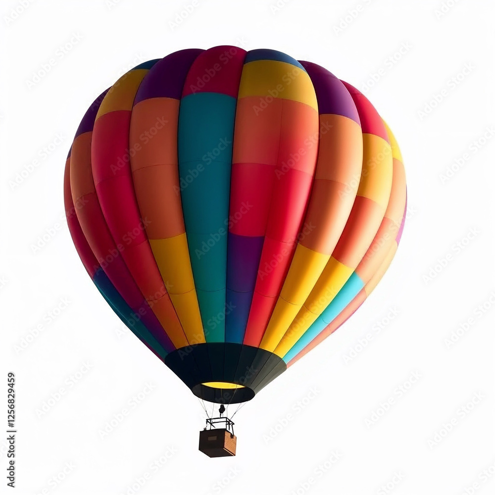Fototapeta premium Colorful hot air balloon floating against white background