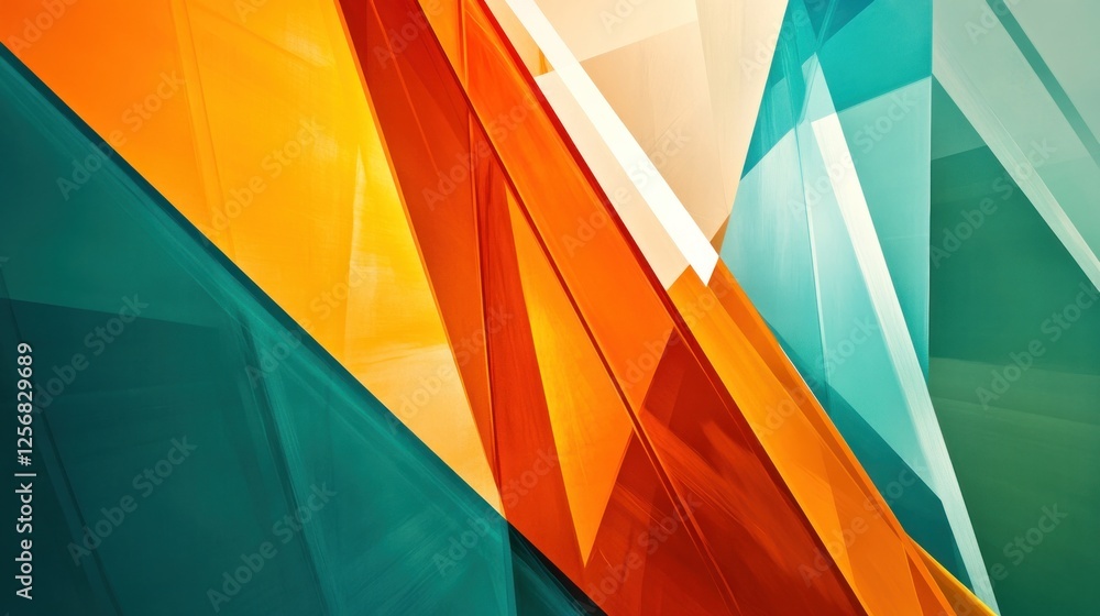 Fototapeta premium Abstract geometric composition with vibrant colors and sharp angles in a modern design